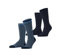Burlington Herren Socken Everyday Stripe, 2er-Pack, SO Baumwolle, Blau (Marine 6120) 40-46