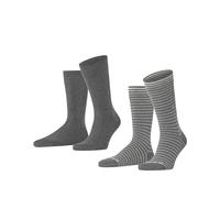 Burlington Herren Socken Everyday Stripe Mixed 2-Pack M SO Baumwolle gemustert 2 Paar, Grau (Light Grey Melange 3390), 40-46