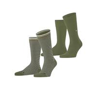 Burlington Herren Socken Everyday Stripe Mixed Multipack M So Baumwolle gemustert 2 Paar, Grün Salvia 7472, 40-46