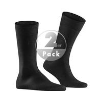 Burlington Herren Socken Everyday Multipack M So Baumwolle einfarbig 2 Paar, Schwarz Black 3000, 40-46