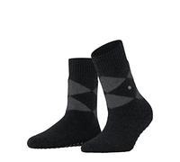 Burlington Damen Cosy Argyle W HP Wolle Rutschhemmende Noppen 1 Paar Hausschuh-Socken, Schwarz (Black 3000), 36-41