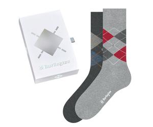 Burlington Tagessocke Crew Basic 2-Pack Geschenkbox hellgrau/dunkelgrau Herren - 2 Paar, Größe 40-46