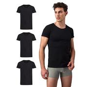 Burnell & Son Unterhemd Herren 3er Pack mit Rundhals - Extra Lang mit Kurzarm Basic Slim Fit Schwarz S