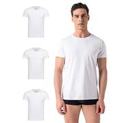 Burnell & Son Herren T-Shirt 3er Pack Rundhals Unterhemd Herren - Stretch - Kurzarm Shirt Männer aus Baumwolle Basic Slim Fit Weiss M