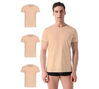 Burnell & Son Herren T-Shirt 3er Pack Rundhals Unterhemd - Stretch - Kurzarm Shirt Männer aus Baumwolle Basic Slim Fit Hautfarben XXXL