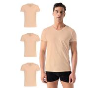 Burnell & Son Unterhemd Herren V-Ausschnitt 3er Pack - T-Shirt Extra Lang mit Kurzarm Slim Fit Beige XL
