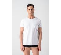 Burnell & Son Unterhemd Herren 3er Pack mit Rundhals - Extra Lang mit Kurzarm Basic Slim Fit Weiss L