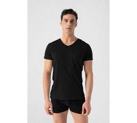 Burnell & Son Unterhemd Herren V-Ausschnitt 3er Pack - T-Shirt Extra Lang mit Kurzarm Slim Fit Schwarz S