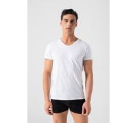 Burnell & Son Unterhemd Herren V-Ausschnitt 3er Pack - T-Shirt Extra Lang mit Kurzarm Slim Fit Weiss L