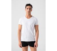 Burnell & Son Unterhemd Herren V-Ausschnitt 3er Pack - T-Shirt Extra Lang mit Kurzarm Slim Fit Weiss M