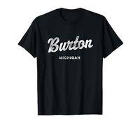 Burton MI Retro T-Shirt - Sport-Skript im Vintage-Stil - Unisex Erwachsene - Schwarz - Klein - Kurzarm