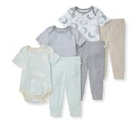 Burt's Bees Baby Baby-Jungen-Body und Hose, 100% Bio-Baumwolle, Baby- und Kleinkind-Outfit-Set, Blau, 6-teiliges Set, 6-9 Monate