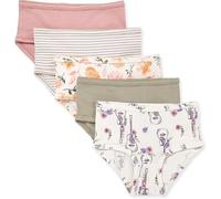 Burt's Bees Baby Kleinkind-Mädchen-Unterwäsche-Set, einfarbig, Streifen, Drucke, ohne Etikett, Größen für 2T bis 8 Jahre, 5 Stück, Florale Gitarren, 2-3 Jahre