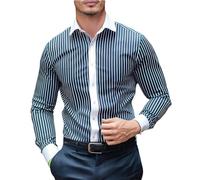 Business Hemd Herren Bügelfrei Regular Fit Freizeithemd Reverskragen Gestreift Langarmshirt Button Down Arbeitsshirts Leicht Sommerhemd Bequeme Arbeitshemd Casual Businesshemd Lockere Herrenhemd