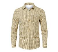 Business Hemd Herren Bügelfrei Regular Fit Karohemd Reverskragen Freizeithemd Button Down Kariertes Hemd Leicht Sommerhemd Bequeme Arbeitshemd Casual Businesshemd Lockere Herrenhemden