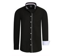 Langarmhemd RUSTY NEAL, Herren, Gr. S, EURO-Größen, schwarz, 97% Baumwolle, 3% Elasthan, mehrfarbig, Hemden, im trendigen Kontrast-Design (67289310-S) schwarz