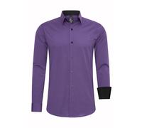 Rusty Neal Herren-Hemd Premium Slim Fit Langarm Stretch Kontrast Hemd Business-Hemden Freizeithemd, Größe S-6XL:L, Farbe:Lila