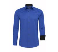 Langarmhemd RUSTY NEAL, Herren, Gr. M, EURO-Größen, blau (blau, schwarz), 60% Baumwolle, 37% Polyester, 3% Elasthan, unifarben, casual, Langarm, Hemden, mit trendigem Farbkontrast (53906700-M) blau, s