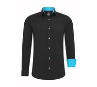 Rusty Neal Herren-Hemd Premium Slim Fit Langarm Stretch Kontrast Hemd Business-Hemden Freizeithemd, Größe S-6XL:M, Farbe:Schwarz/Türkis