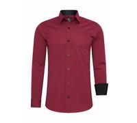 Rusty Neal Herren-Hemd Premium Slim Fit Langarm Stretch Kontrast Hemd Business-Hemden Freizeithemd, Größe S-6XL:XL, Farbe:Bordo