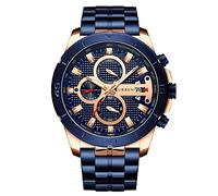 Business Herren Armbanduhr Luxus Marke Edelstahl Armbanduhr Chronograph Armee Militär Quarz Uhren Relogio Masculino rose gold blue