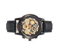 Business-Lederarmband, Herrenuhr, Datumsanzeige, Herren-Lederarmband, analog, Business, lässig, wasserabweisend, analog, modisches Accessoire, Armbanduhr für formelle Freizeitkleidung, Schwarz , Refer
