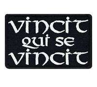 Business Patch "Vincit qui se vincit" Latein Aufnäher mit Spruch "He conquers who conquers himself" Motivation Bügelbild Männer Geschenk Applikation für alle Stoffe | 80x50mm