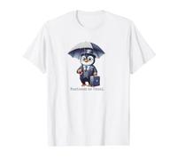 Business-Pinguin mit Aktentasche und Regenschirm Preisgünstiges Grafik-T-Shirt, Herren, Weiß, L