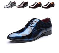 Business Schuhe Herren, Herren Anzugschuhe Oxford Derby Schuhe Brogues Lederschuhe Hochzeitsschuhe Schnürhalbschuhe Klassischer Business Schnürschuh Blau Gold Grau Rot Schwarz Braun Khaki 37-48