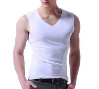 Business Unterhemd Herren Ärmellos mit V-Ausschnitt Tanktop-Unterhemden Männer Muskelshirt Leicht Tank Top Bodybuilding Fitness T-Shirts Sommer Ice Silk Thin Sleeveless Schwarz Weiss Mehrfarbig