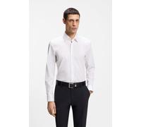 Hugo Boss Herrenhemd H-HANK-KENT-C1-214 Slim Fit Langarm elastische Baumwoll-Popeline Weiß Gr. 42