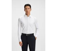 Businesshemd BOSS "HANK", Herren, Gr. 40, N-Gr, weiß100, Web, Obermaterial: 92% Polyamid, 8% Elasthan, unifarben, slim fit normal, Rundhals, 2-Knopf-Manschette mit Schlitz, Hemden, Slim-Fit, aus funkt
