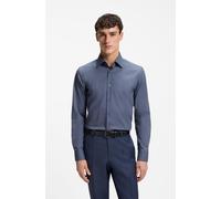 Businesshemd BOSS "Hank", Herren, Gr. 41, N-Gr, open blau466, Popeline, Obermaterial: 96% Baumwolle, 4% Elasthan, unifarben, slim fit normal, Rundhals, 2-Knopf-Manschette mit Schlitz, Hemden, Kentkrag