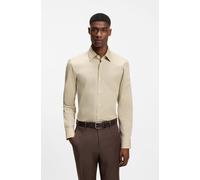 Businesshemd BOSS "Hank", Herren, Gr. 45, N-Gr, open beige286, Popeline, Obermaterial: 96% Baumwolle, 4% Elasthan, unifarben, slim fit normal, Rundhals, 2-Knopf-Manschette mit Schlitz, Hemden, Kentkra
