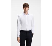 Businesshemd BOSS "HANK", Herren, Gr. 46, N-Gr, weiß100, Web, Obermaterial: 75% Baumwolle, 25% Polyester, unifarben, slim fit normal, Rundhals, 2-Knopf-Manschette mit Schlitz, Hemden, Kentkragen, Slim