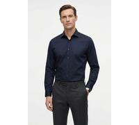 Businesshemd BOSS, Herren, Gr. 40, N-Gr, dunkelblau404, Web, Obermaterial: 100% Baumwolle, unifarben, regular fit normal, Rundhals, 2-Knopf-Manschette mit Schlitz, Hemden, Kentkragen, Regular Fit, büg
