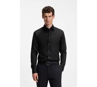 Businesshemd BOSS, Herren, Gr. 42, N-Gr, schwarz (schwarz001), Web, Obermaterial: 100% Baumwolle, unifarben, slim fit normal, 2-Knopf-Manschette mit Knöpfen,mit Schlitz, Hemden, Kentkragen, Slim Fit,