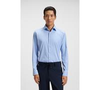 Businesshemd BOSS, Herren, Gr. 45, N-Gr, light, pastel blau451, Web, Obermaterial: 92% Polyamid, 8% Elasthan, unifarben, slim fit normal, Rundhals, 2-Knopf-Manschette mit Schlitz, Hemden, Slim-Fit, au