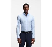 Businesshemd BOSS, Herren, Gr. 46, N-Gr, blau (light, pastel blau450), Web, Obermaterial: 100% Baumwolle, unifarben, slim fit normal, 2-Knopf-Manschette mit Knöpfen,mit Schlitz, Hemden, Kentkragen, Sl
