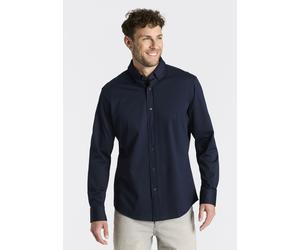 Businesshemd BOSS "JOE", Herren, Gr. 44, N-Gr, navy410, Web, Obermaterial: 55% Baumwolle, 45% Polyester, unifarben, regular fit normal, 2-Knopf-Manschette verstellbar, Hemden, mit Button-Down-Kragen, 