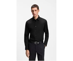 Businesshemd BOSS "Joe Kent", Herren, Gr. 42, N-Gr, schwarz001, Popeline, Obermaterial: 96% Baumwolle, 4% Elasthan, unifarben, regular fit normal, Rundhals, 2-Knopf-Manschette mit Schlitz, Hemden, Ken