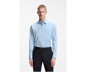 Businesshemd BOSS "Joe Kent", Herren, Gr. 49, N-Gr, light, pastel blau452, Popeline, Obermaterial: 96% Baumwolle, 4% Elasthan, unifarben, regular fit normal, Rundhals, 2-Knopf-Manschette mit Schlitz,
