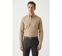 Businesshemd BOSS "ROAN", Herren, Gr. XXL, N-Gr, beige (open beige286), Web, Obermaterial: 100% Baumwolle, unifarben, slim fit hüftbedeckend, 1-Knopf-Manschette mit Schlitz, Hemden, Langarm, Button-Do