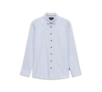 Businesshemd BUGATTI "Easy-Care", Herren, Gr. XL, Normalgrößen, blau (320, hellblau), Satin, 100% Baumwolle, gestreift, normal, Hemden, gestreift mit Satin-Optik (58759265-XL) 320, hellblau