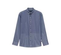 Businesshemd BUGATTI "Easy-Care", Herren, Gr. XXL, Normalgrößen, 390, marine, Satin, 100% Baumwolle, gestreift, normal, Hemden, gestreift mit Satin-Optik (97258919-XXL) 390, marine