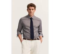 Businesshemd BUGATTI "Modern Fit", Herren, Gr. S, Normalgrößen, grau (70, braun), Satin, 100% Baumwolle, bedruckt, normal, Hemden, bedruckt mit Easy-Care (64924206-S) 70, braun