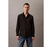 Businesshemd CALVIN KLEIN "LS SOLID STRETCH CLASSIC SHIRT", Herren, Gr. M, N-Gr, schwarz, Web, Obermaterial: 96% Baumwolle, 4% Elasthan, unifarben, regular fit hüftbedeckend, Rundhals, 1-Knopf-Mansche