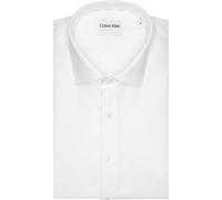 Businesshemd CALVIN KLEIN "REG ESNTL POPLIN STR SLD", Herren, Gr. 42, N-Gr, weiß, Web, Obermaterial: 97% Baumwolle, 3% Elasthan, unifarben, regular fit normal, Rundhals, eingesetzt 1-Knopf-Manschette,
