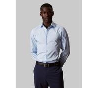 Businesshemd CALVIN KLEIN "REG ESNTL POPLIN STR SLD", Herren, Gr. 45, N-Gr, blau (calm blau), Web, Obermaterial: 97% Baumwolle, 3% Elasthan, unifarben, regular fit normal, Rundhals, eingesetzt 1-Knopf