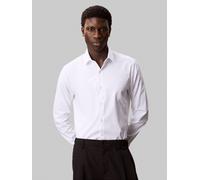 Businesshemd CALVIN KLEIN "SLIM ESNTL POPLIN NOS STR SLD", Herren, Gr. 38, N-Gr, weiß, Web, Obermaterial: 97% Baumwolle, 3% Elasthan, unifarben, slim fit hüftlang, Rundhals, eingesetzt 1-Knopf-Mansche